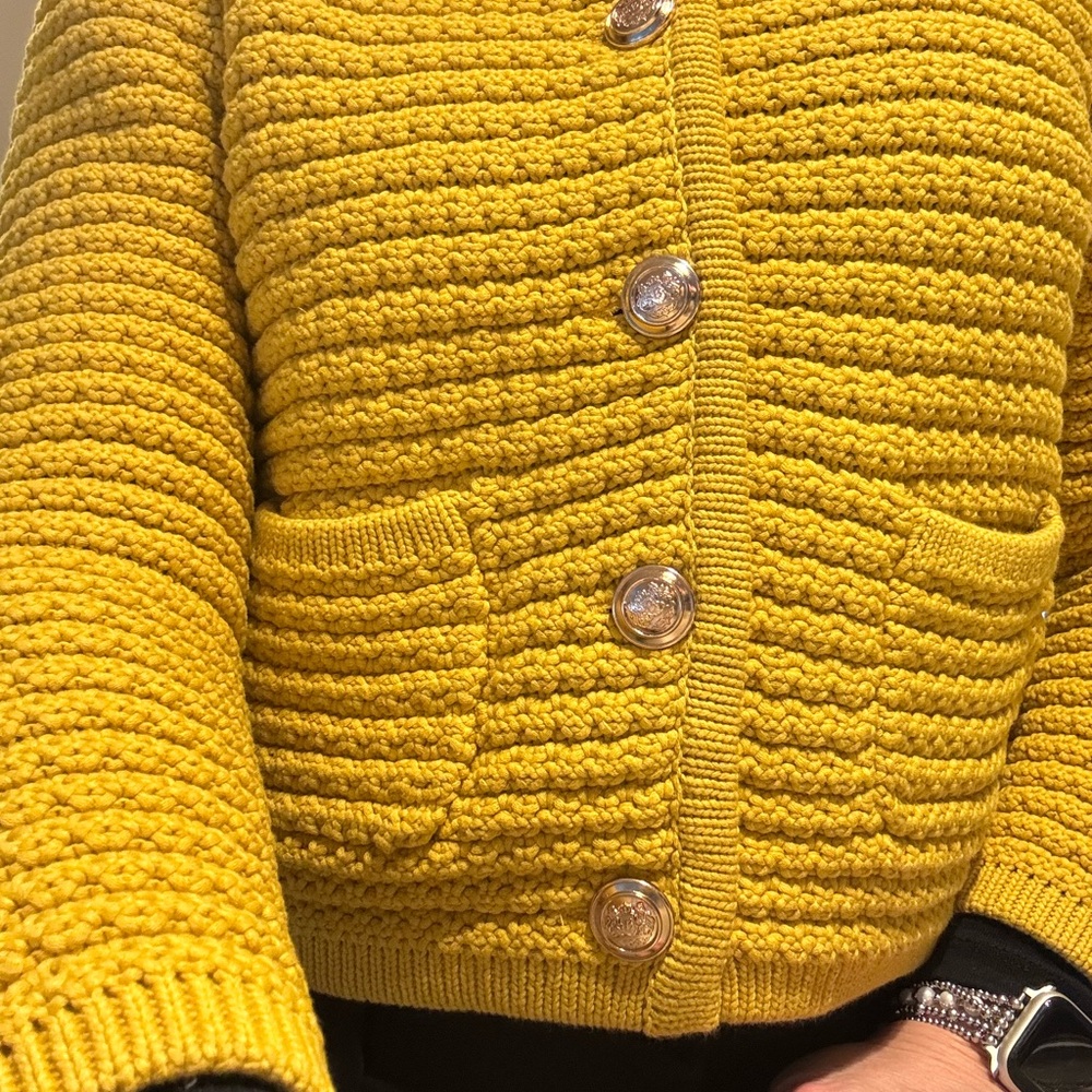 ba&sh Mustard Button-Up Cardigan